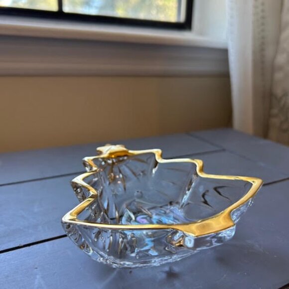 Studio Nova Yuletide Spirit Gold Christmas Tree Candy Dish Gold Trim Clear EUC - Picture 2 of 5
